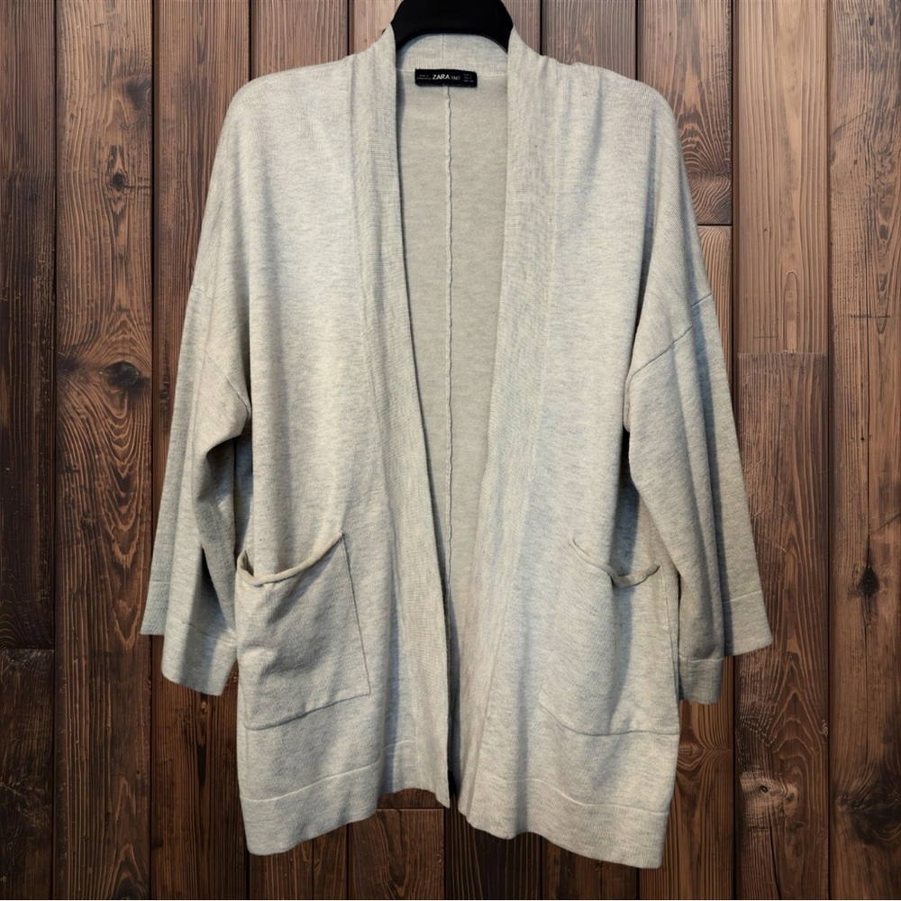 Zara Light Gray Open-Front Cardigan​
